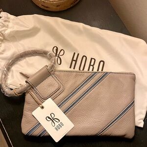 NWT HOBO Beige and Blue Leather Wristlet